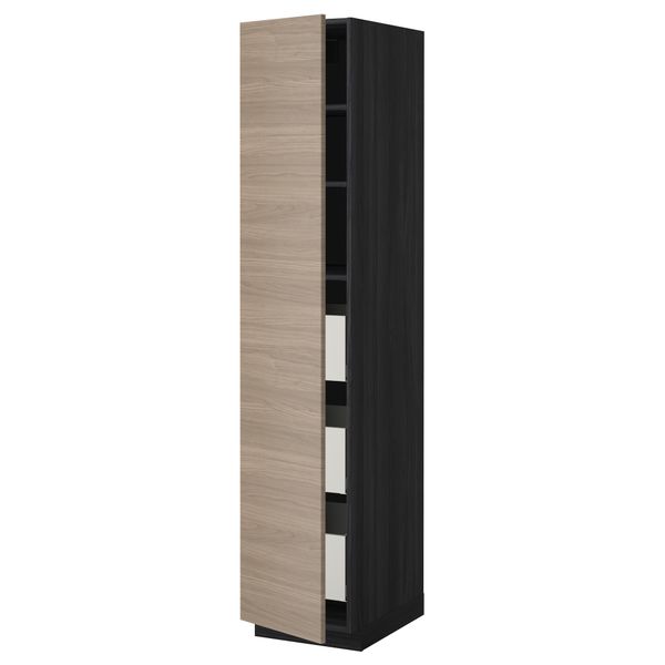 Высокий шкаф с ящиками МЕТОД / МАКСИМЕРА, черный, Брокхульт светло-серый - фото 1