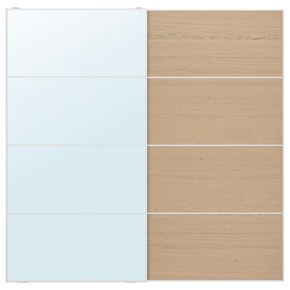 Пара раздвижных дверей, зеркальное стекло/под беленый дуб 200x201 см IKEA AULI АУЛИ / MEHAMN МЕХАМН 693.321.44 - схема-чертеж с размерами