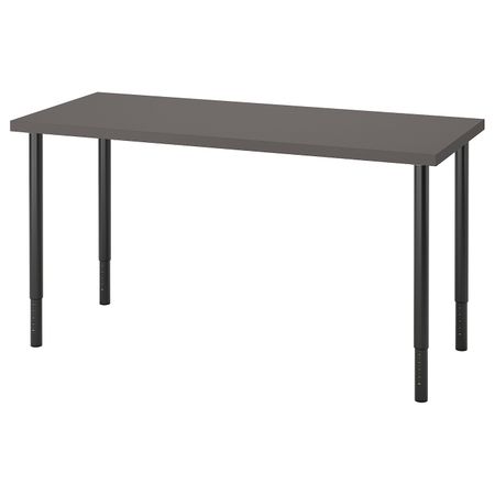 Письменный стол, темно-серый/черный 140x60 см IKEA LAGKAPTEN ЛАГКАПТЕН / OLOV ОЛОВ 394.170.69