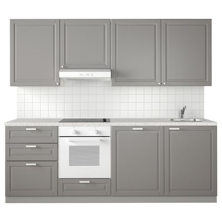 Кухня, белый/Будбин серый 240x60x228 см IKEA METOD МЕТОД 793.933.68
