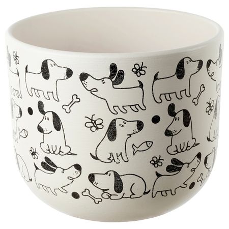 Горшок цветочный, белый/собака 12 см IKEA RUNDMYNTA РУНДМИНТА 305.170.30