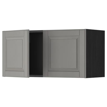 Навесной шкаф с 2 дверями МЕТОД, черный, Будбин серый (80x40 см)