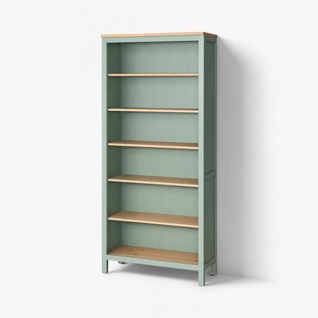 HEMNES Стеллаж - серо-зеленый/светло-коричневая морилка 90x197 см