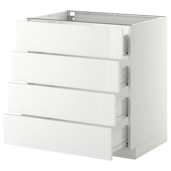 Напольный шкаф 4 фронтальных панели, 4 ящика МЕТОД / ФОРВАРА, белый, Рингульт белый - схема-чертеж с размерами