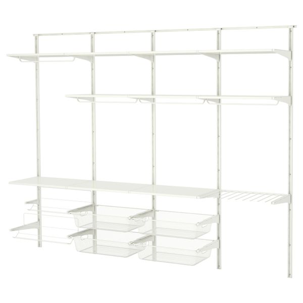 Настенная шина, штанга, модуль для/обуви, белый 256x41x199 см IKEA АЛЬГОТ 192.765.55 - фото 2