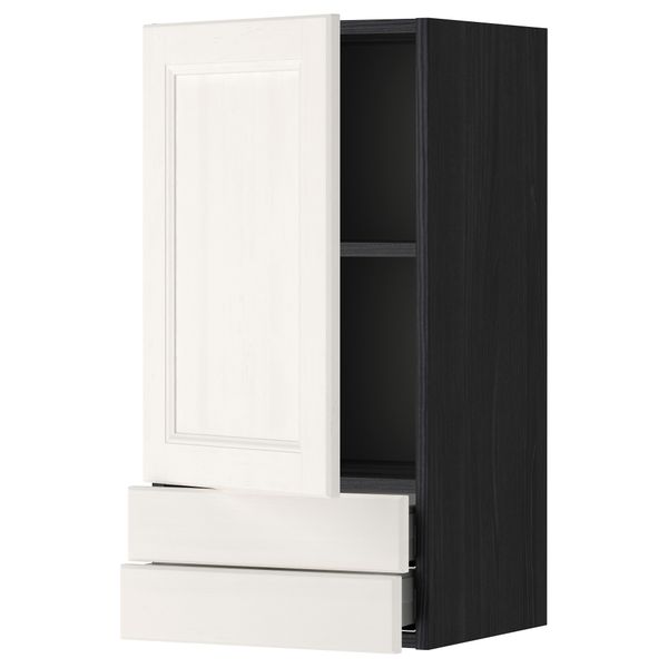 Навесной шкаф с дверцей, 2 ящика МЕТОД / МАКСИМЕРА, черный, Лаксарби белый - фото 1