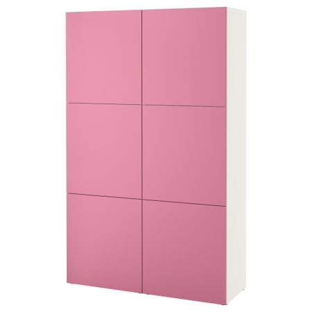 Комбинация для хранения с дверцами БЕСТО, Лаппвикен розовый (120x40x192 см)