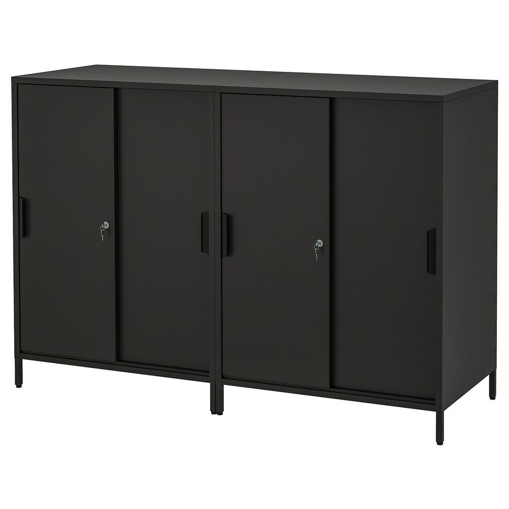 Шкаф с раздвижными дверцами, антрацит 160x110 см IKEA TROTTEN ТРОТТЕН 794.296.59 - фото 1
