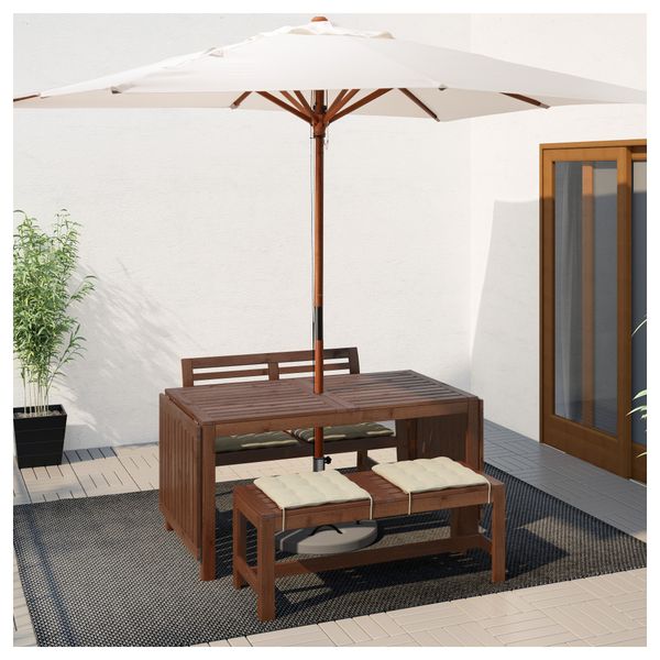 Стол+2 скамьи, для сада ЭПЛАРО, коричневая морилка, Холло бежевый - фото 2