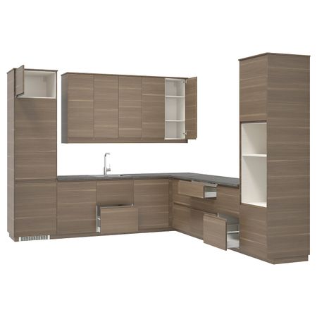 Кухня, белый/Воксторп под грецкий орех 330x311x250 см IKEA METOD МЕТОД 594.448.92