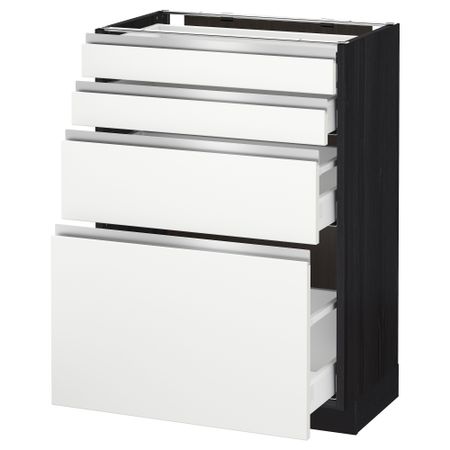 Напольный шкаф 4 фронтальных панели, 4 ящика МЕТОД / МАКСИМЕРА, черный, Нодста белый