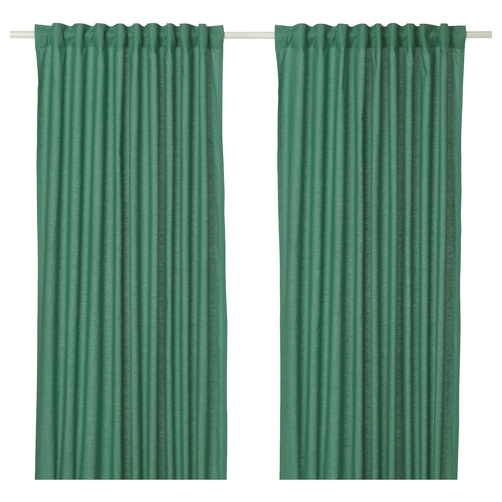 Гардины, 2 шт., зеленый 145x300 см IKEA ANNALOUISA АННАЛУИЗА 704.108.24 - фото 1