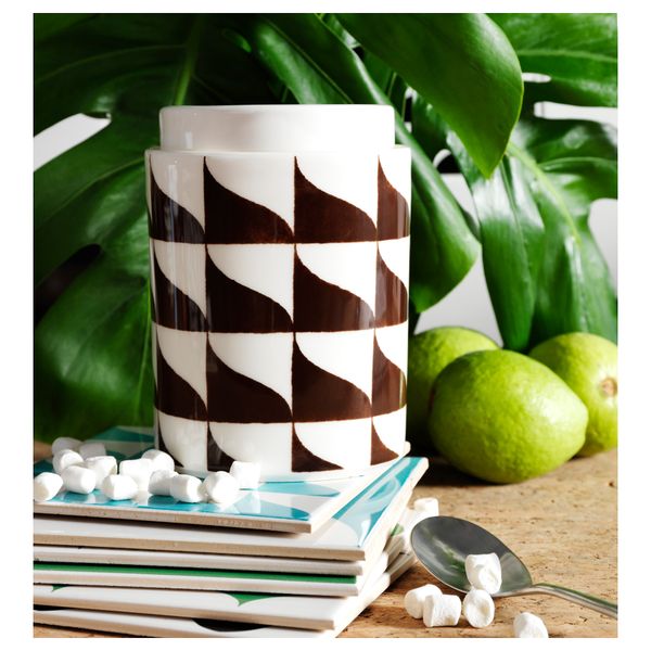 Емкость с крышкой ТИЛЛФЭЛЛЕ, белый/коричневый (1.0 лx15 см) - схема-чертеж с размерами