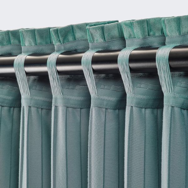 Затемняющие гардины, 2 шт., серо-бирюзовый 145x300 см IKEA ELDTORN ЭЛЬДТОРН 604.881.06 - схема-чертеж с размерами