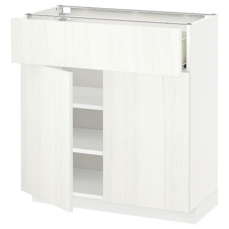 Напольный шкаф + ящик, 2 дверцы МЕТОД / ФОРВАРА, белый, Росдаль белый