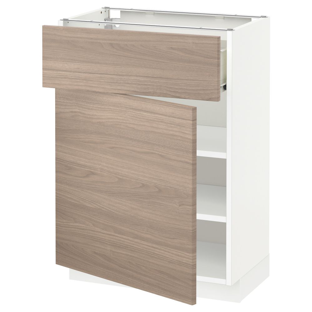 Напольный шкаф с ящиком, дверью МЕТОД / ФОРВАРА, белый, Брокхульт светло-серый - схема-чертеж с размерами