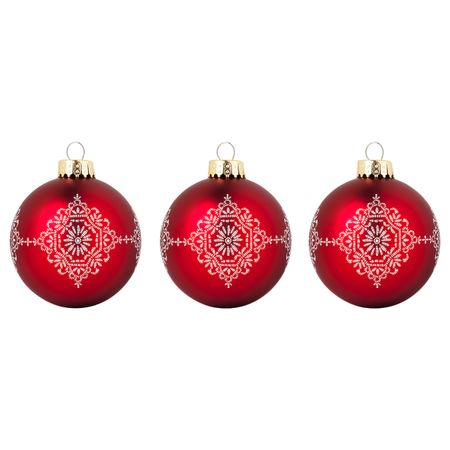 Украшение, шар, стекло красный, белый 8 см IKEA VINTER 2020 ВИНТЕР 2020 104.751.73