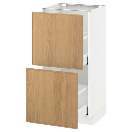 Напольный шкаф с 2 ящиками, белый/Экестад дуб 40x37 см IKEA METOD МЕТОД / MAXIMERA МАКСИМЕРА 692.359.54