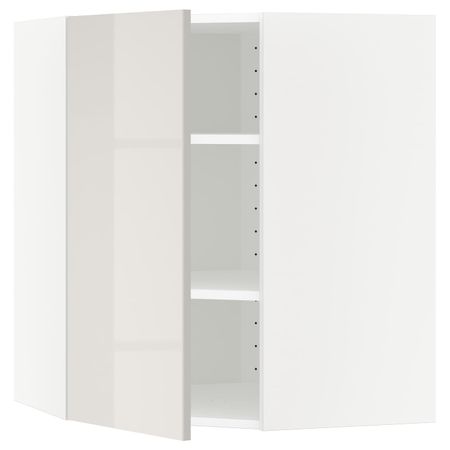 Угловой навесной шкаф с полками, белый/Рингульт светло-серый 68x80 см IKEA METOD МЕТОД 792.323.23