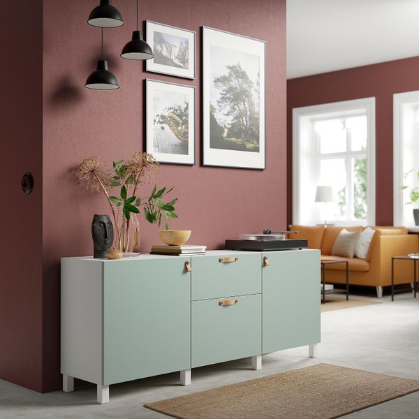 Комбинация для хранения с ящиками, белый/Хёртвикен бледный серо-зеленый 180x42x74 см IKEA BESTÅ БЕСТО 594.403.75 - фото 3