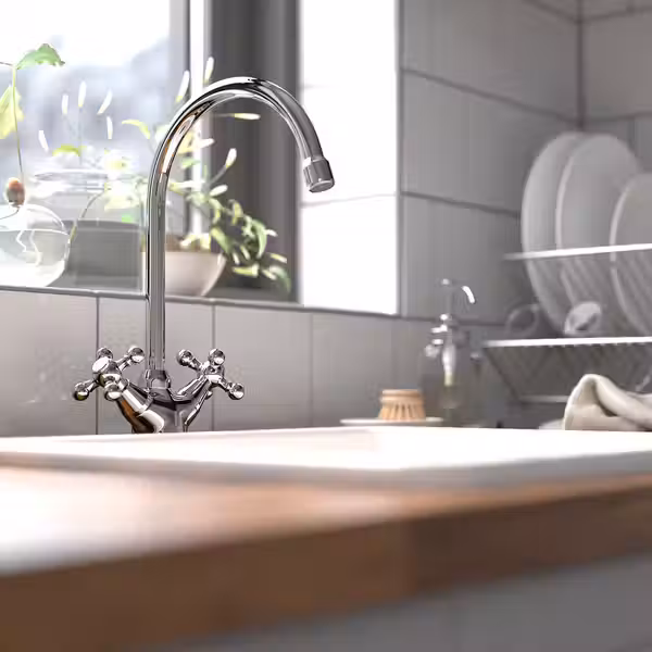 EDSVIK Смеситель кухонный с 2 вентилями - хромированный - фото 4