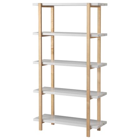 Стеллаж ЮППЕРЛИГ, светло-серый, береза (90x35x166 см)