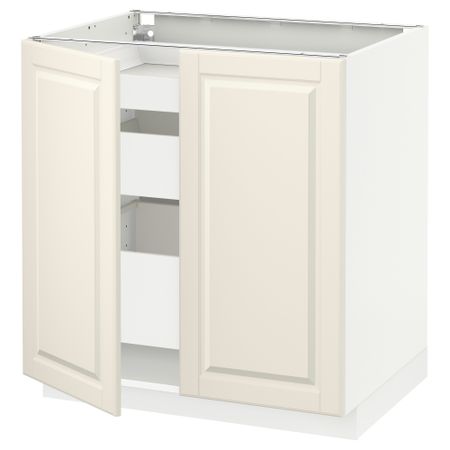 Напольный шкаф с 2 дверцами, 3 ящиками МЕТОД / МАКСИМЕРА, белый, Будбин белый с оттенком (80x60 см)
