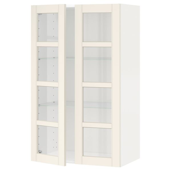 Навесной шкаф с полками, 2 стекло дв, белый/Хитарп белый с оттенком 60x100 см IKEA METOD МЕТОД 092.404.30 - схема-чертеж с размерами