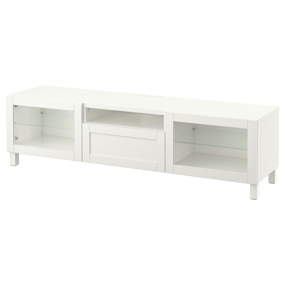 Тумба под ТВ, ХАНВИКЕН/СТУББАРП белый прозрачное стекло, 180x40x48 см IKEA БЕСТО 892.819.16 - фото 1