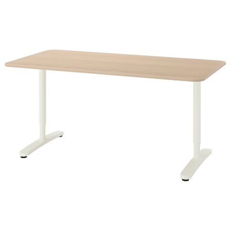 Письменный стол, 160x80 см, дубовый шпон, беленый, белый IKEA BEKANT БЕКАНТ 192.826.79