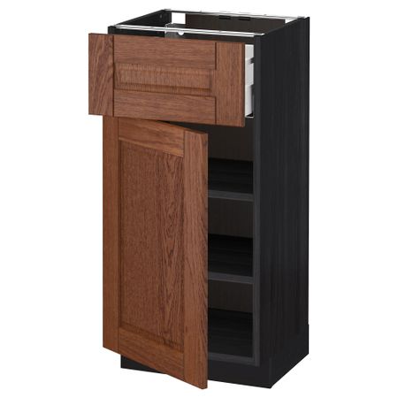 Напольный шкаф с ящиком, дверью МЕТОД / МАКСИМЕРА, черный, Филипстад коричневый