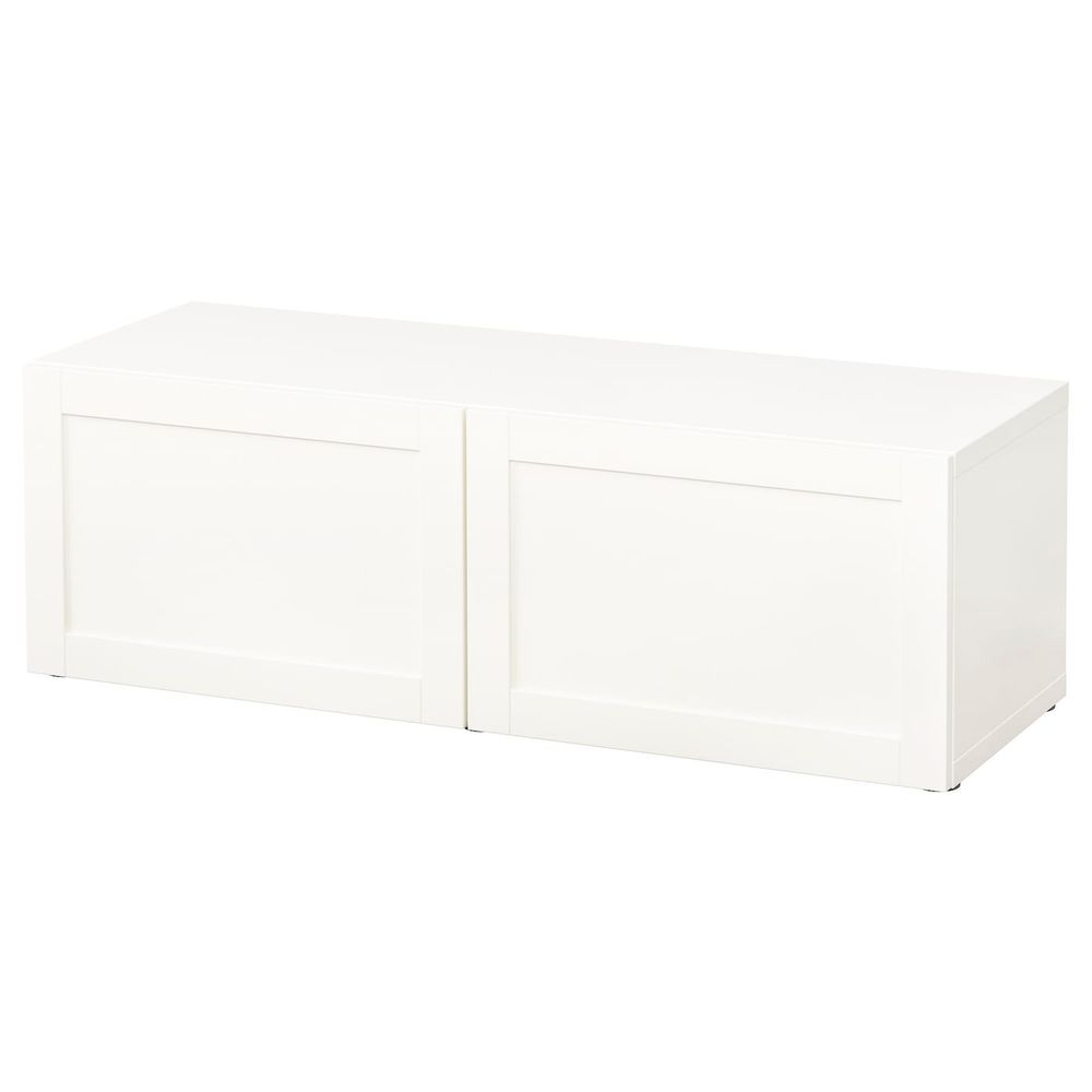 Стеллаж с дверьми, белый/Ханвикен белый 120x42x38 см IKEA BESTÅ БЕСТО 494.419.69 - фото 1