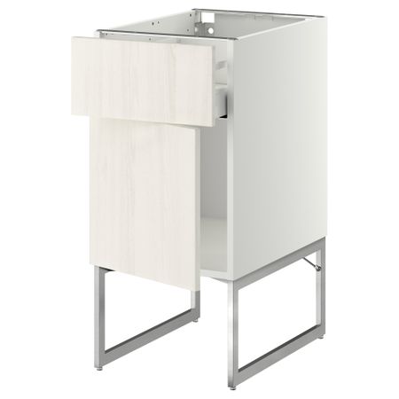Напольный шкаф с ящиком, дверью МЕТОД / МАКСИМЕРА, белый, Росдаль белый