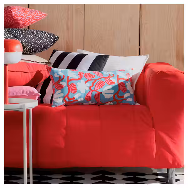 SANDMOTT САНДМОТТ Подушка - голубой/ярко-красный 30x58 см - схема-чертеж с размерами