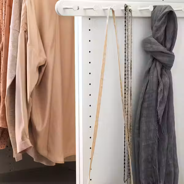 KOMPLEMENT Выдвижная многофункцион вешалка - белый 58 см - схема-чертеж с размерами