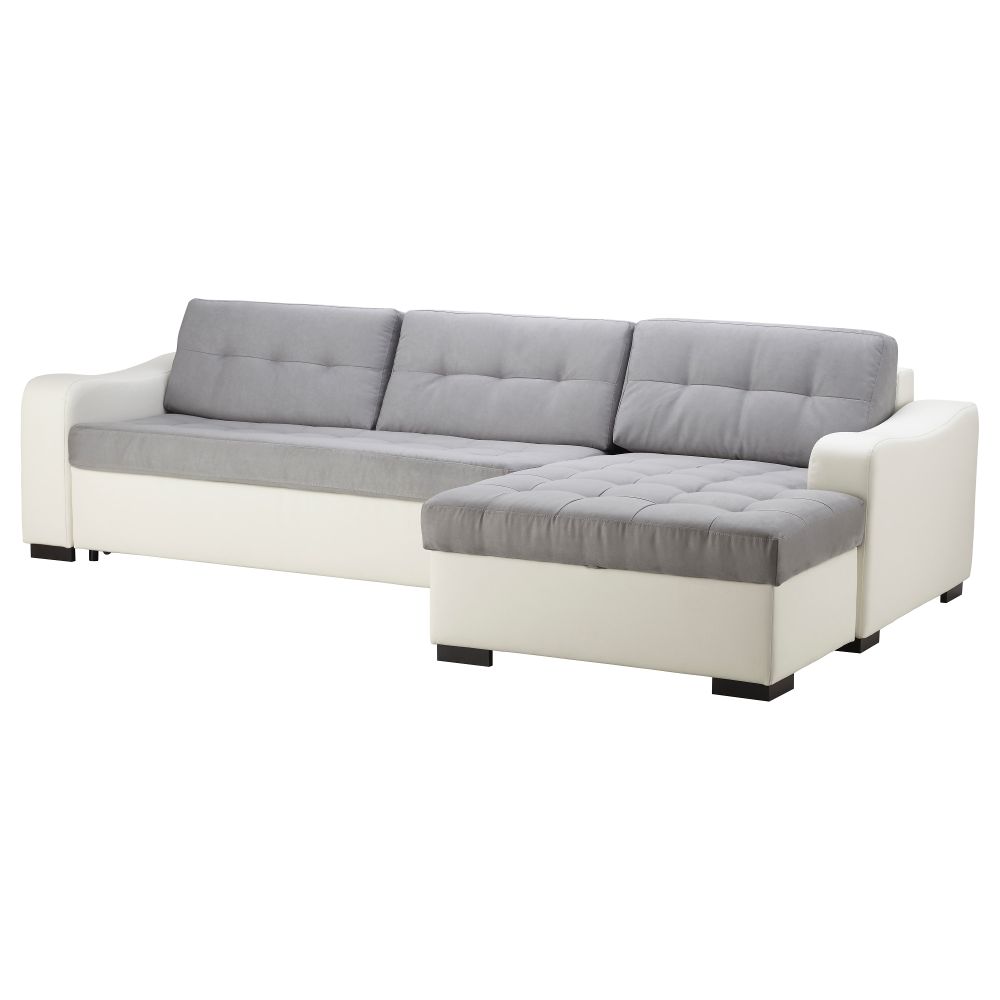 Угловой диван-кровать c модулем для храннения, правосторонний ЛИАРУМ, Оннарп серый, Бумстад белый - фото 1