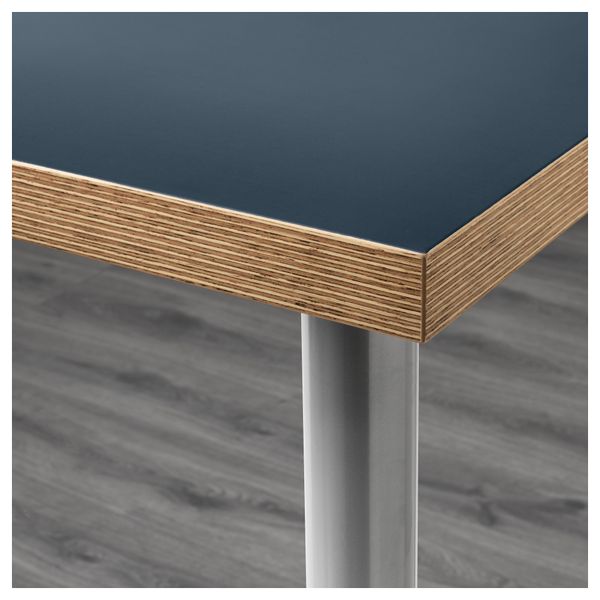 Стол ЛИННМОН / ОЛОВ, синий, серебристый (120x60 см) - схема-чертеж с размерами