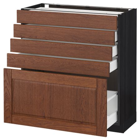 Напольный шкаф с 5 ящиками МЕТОД / МАКСИМЕРА, черный, Филипстад коричневый