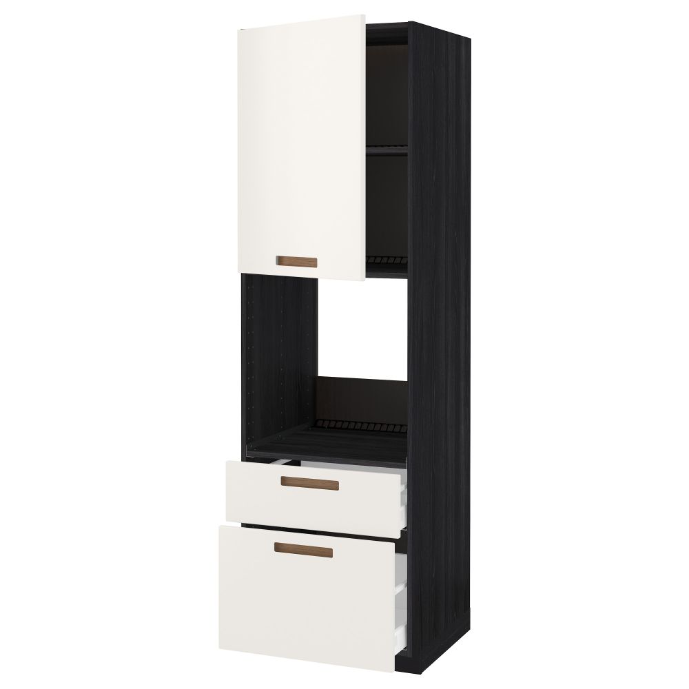 Высокий шкаф для духовки + дверь, 2 ящика МЕТОД / МАКСИМЕРА, черный, Мэрста белый - схема-чертеж с размерами