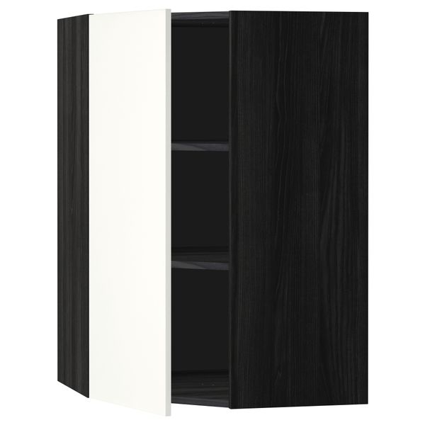 Угловой навесной шкаф с полками МЕТОД, черный, Хэггеби белый - схема-чертеж с размерами