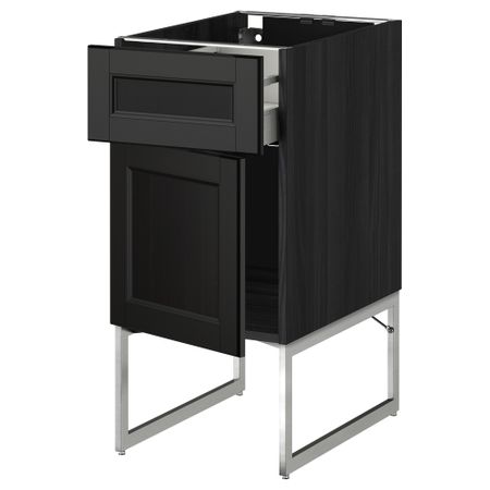 Напольный шкаф с ящиком, дверью МЕТОД / МАКСИМЕРА, черный, Лаксарби черно-коричневый