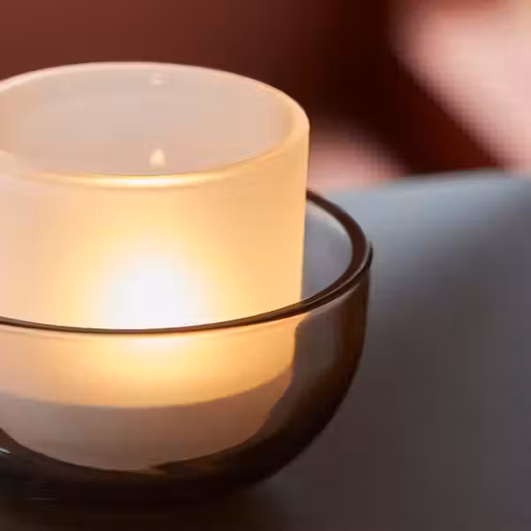 TALLTITA Подсвечник д/греющей свечи, 2 шт. - серый/матовое стекло - фото 4