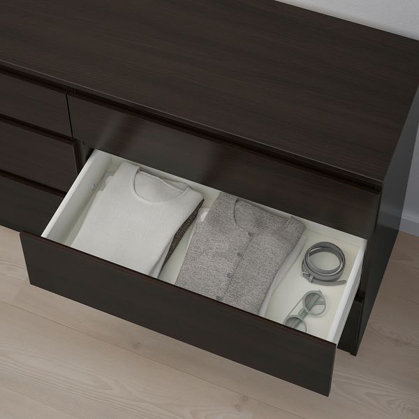 KULLEN Комод с 6 ящиками - черно-коричневый 140x40x72 см - фото 3