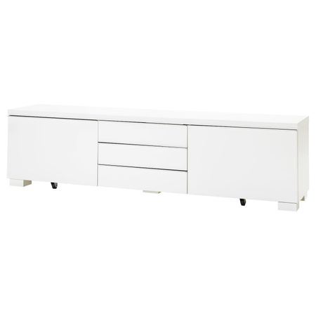 Тумба под ТВ, глянцевый белый 180x41x49 см IKEA BESTÅ BURS БЕСТО БУРС 603.833.31