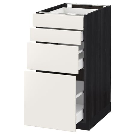 Напольный шкаф 4 фронтальных панели, 4 ящика МЕТОД / МАКСИМЕРА, черный, Веддинге белый
