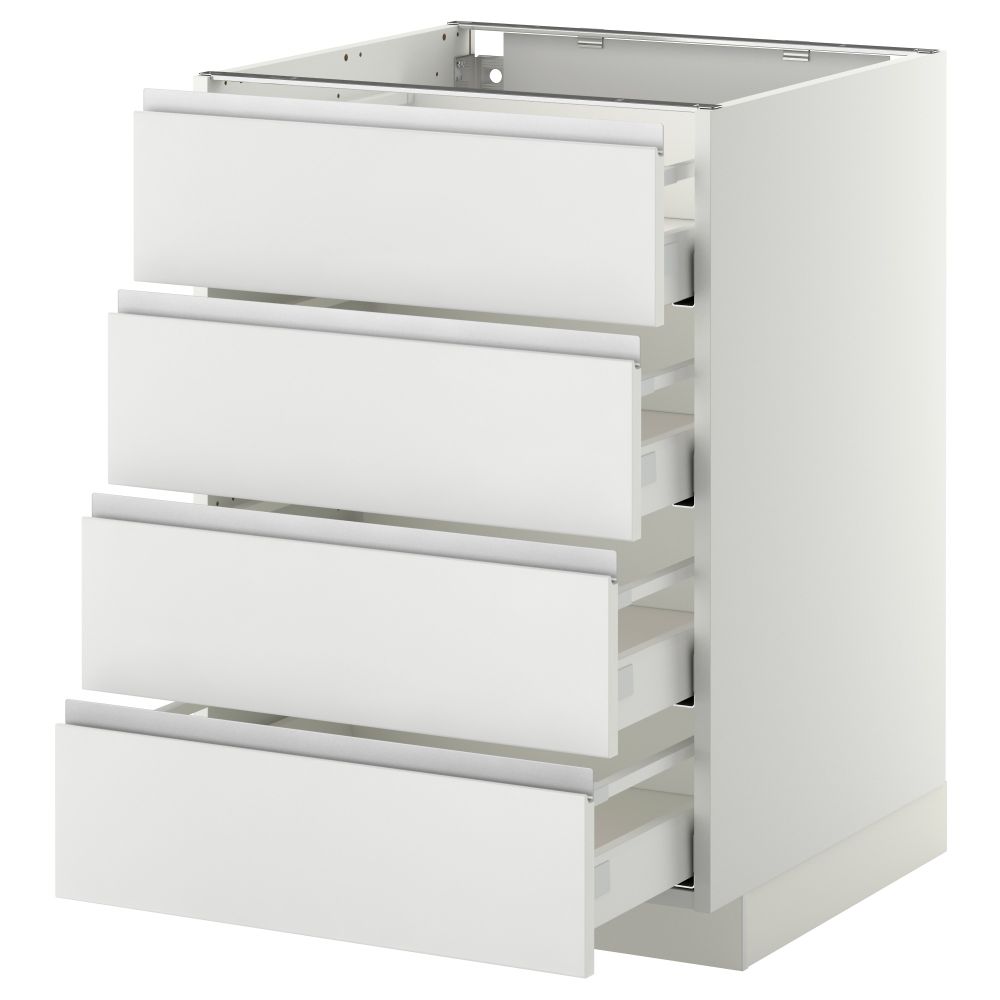 Напольный шкаф 4 фронтальных панели, 4 ящика МЕТОД / МАКСИМЕРА, белый, Нодста белый - схема-чертеж с размерами