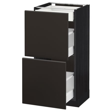 Напольный шкаф/2фасада/3ящика, черный/Кунгсбакка антрацит 40x37 см IKEA МЕТОД / МАКСИМЕРА 792.206.31