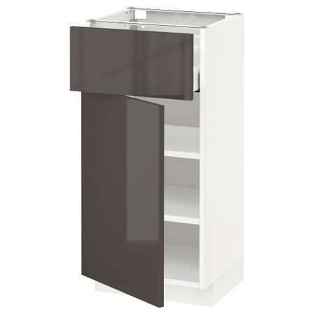 Напольный шкаф с ящиком, дверью МЕТОД / МАКСИМЕРА, белый, Рингульт серый