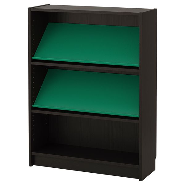 Стеллаж с наклонной полкой БИЛЛИ / БОТТНА, черно-коричневый, зеленый (80x28x106 см) - фото 1