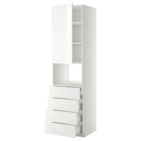 Высокий шкаф для духовки, дверца, 4 ящика МЕТОД / ФОРВАРА, белый, Рингульт белый
